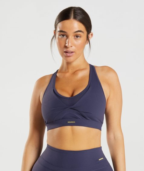 Women's Gymshark Whitney Mesh Sports Bra Navy | NZ 9ACUIV